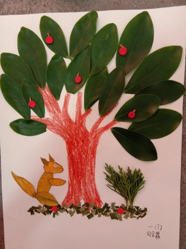 手工画小学生制作粘贴画，一年级树叶粘贴画制作教程